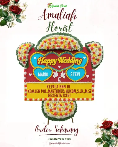 Karangan Papan Bunga Pernikahan di Solokpandan